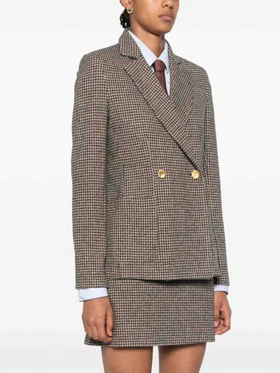 Harris Wharf London Hacking Jacket In Beige Houndstooth In Beige