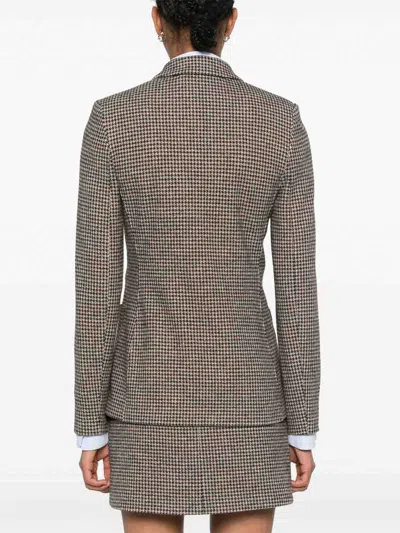 Harris Wharf London Hacking Jacket In Beige Houndstooth In Beige