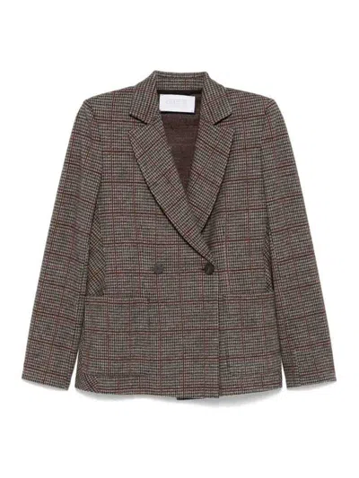 Harris Wharf London Houndstooth-patterned Blazer In Brown