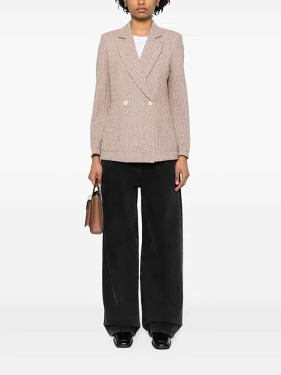 Harris Wharf London Double-breasted Button Blazer In Beige