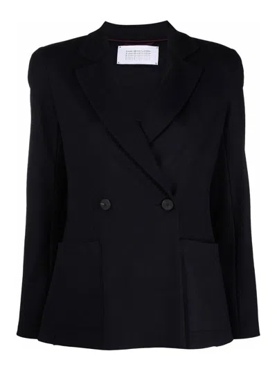 Harris Wharf London Notched-collar Double-breasted Jacket In Dark Blue