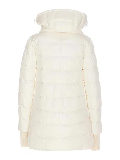 Herno White Down Jacket With Drawstring Hood In Tech Fabric Woman In White