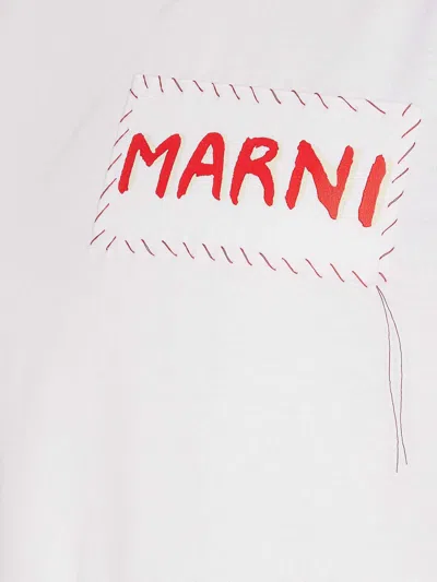Marni Men's Logo Patch T-shirt In White