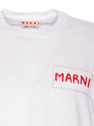 Marni Men's Logo Patch T-shirt In White