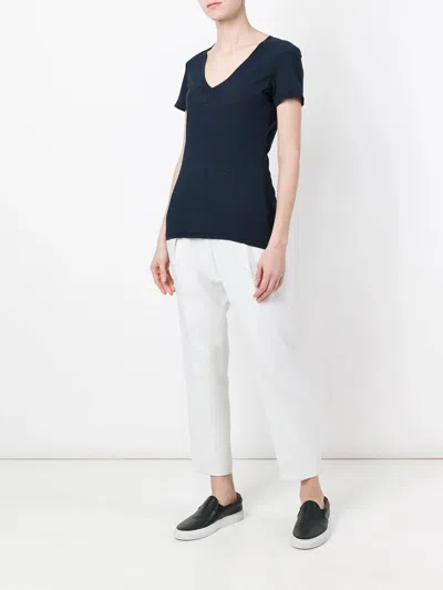 James Perse Casual Tee W Reverse Binding In Dark Blue