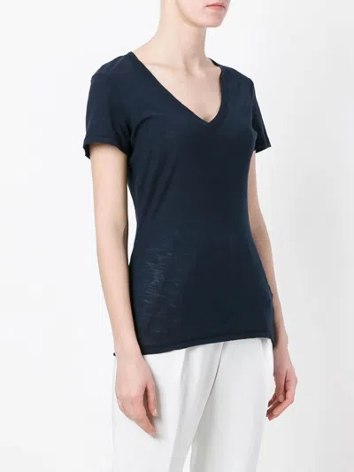 James Perse Casual Tee W Reverse Binding In Dark Blue