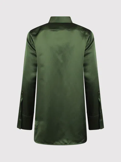 Shop Jil Sander Satin Shirt In Green