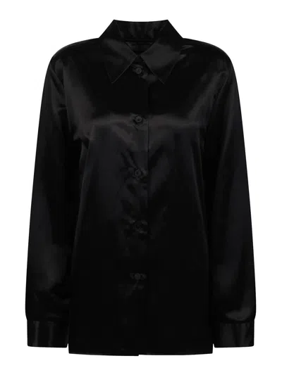 Jil Sander Panelled Satin-finish Shirt - Women's - Viscose/cupro In Black