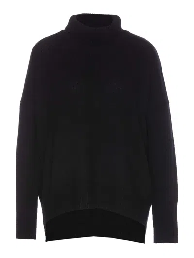 Lisa Yang Knitwear High Neck Dropped Shoulders In Black
