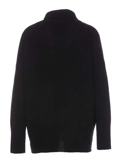 Lisa Yang Knitwear High Neck Dropped Shoulders In Black