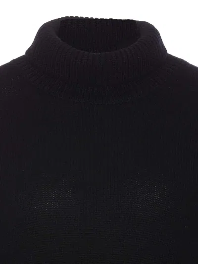 Lisa Yang Knitwear High Neck Dropped Shoulders In Black
