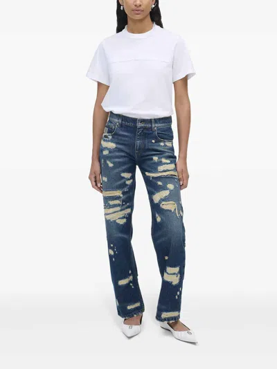 Marc Jacobs The Rip And Repair Straight Jean Jeans In Medium Wash