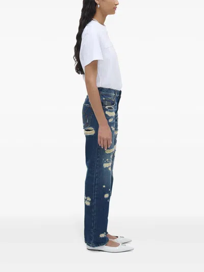Marc Jacobs The Rip And Repair Straight Jean Jeans In Medium Wash