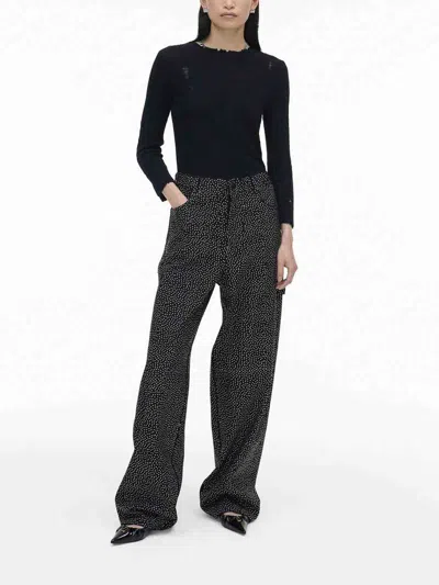 Marc Jacobs Glam Crystal Oversized Jeans In Black