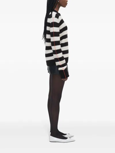 Marc Jacobs Pullover The Striped Brushed Logo Sweater In Black