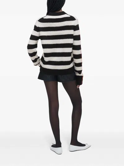 Marc Jacobs Pullover The Striped Brushed Logo Sweater In Black