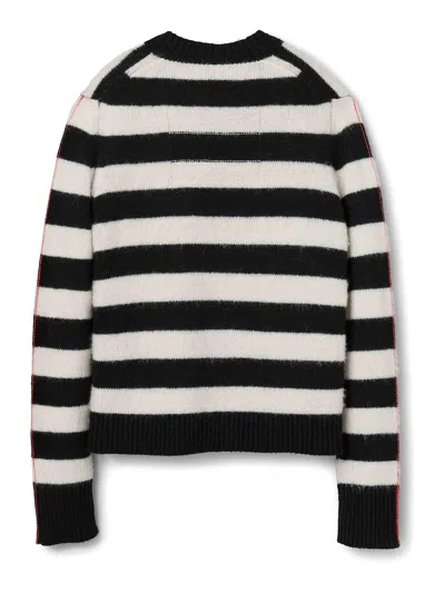 Marc Jacobs Pullover The Striped Brushed Logo Sweater In Black