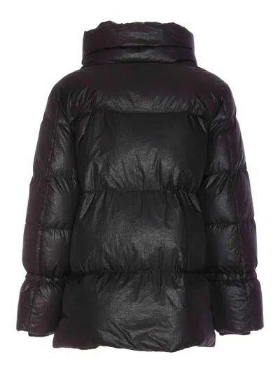 Moorer High Neck Padded Jacket With Drawstring Hem In Black