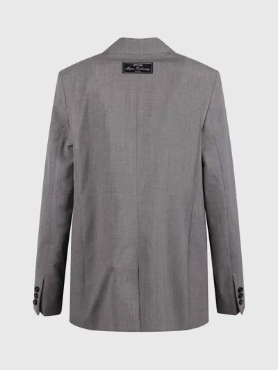 Msgm Tailored Buttoned Jacket With Peak Lapels In Grey