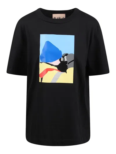 Shop Plan C T-shirt With Graphic Print In Black