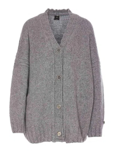 Shop Pinko Wool Cardigan In Grey