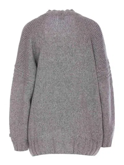 Shop Pinko Wool Cardigan In Grey