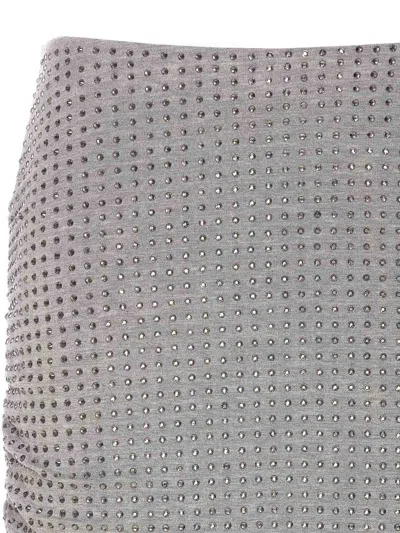 Pinko 'kedrin' Grey Rhinestoned Midi Skirt With Elastic Waist In Grey