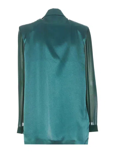 Pinko Transparent Sleeve Padded Shoulder Jacket In Green