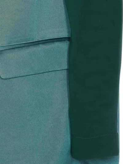 Pinko Transparent Sleeve Padded Shoulder Jacket In Green