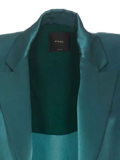 Pinko Transparent Sleeve Padded Shoulder Jacket In Green