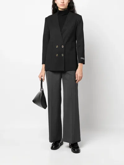 Patou Double-breasted Wool-blend Twill Blazer In Black