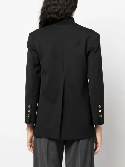 Patou Double-breasted Wool-blend Twill Blazer In Black