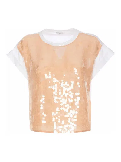 Shop Patrizia Pepe Sequins T-shirt In White