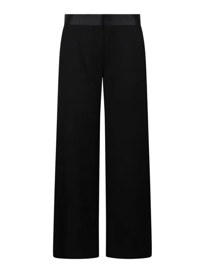 Victoria Beckham Side Panel Wool-blend Wide-leg Pants In Black