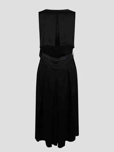 Shop Victoria Beckham Sleeveless Midi Dress With Belt In Black