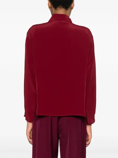 Victoria Beckham Silk Ruffle-trim Blouse In Dark Pink