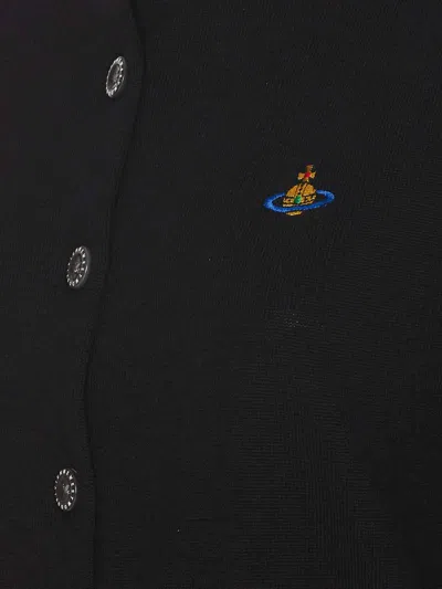Vivienne Westwood Orb Embroidered Knit Cardigan In Black