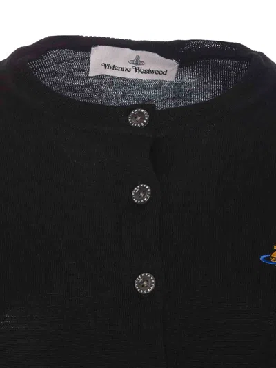 Vivienne Westwood Orb Embroidered Knit Cardigan In Black
