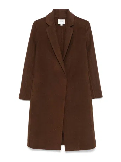 Vince Single-breasted Coat In Brown