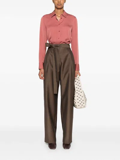Vince Satin Shirt In Dark Red