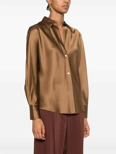 Vince Bias Ls Blouse In Beige