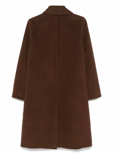 Vince Single-breasted Coat In Brown