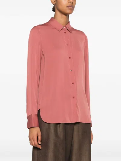 Vince Satin Shirt In Dark Red
