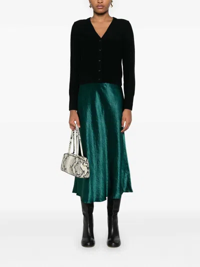 Vince Satin Midi Skirt In Green