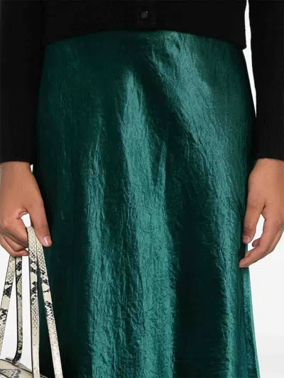 Vince Satin Midi Skirt In Green