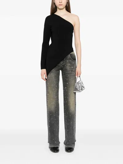 Alexander Wang Black Asymmetric Long-sleeve Top