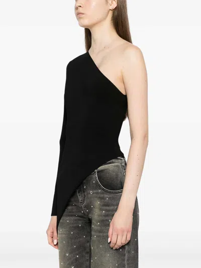 Alexander Wang Black Asymmetric Long-sleeve Top