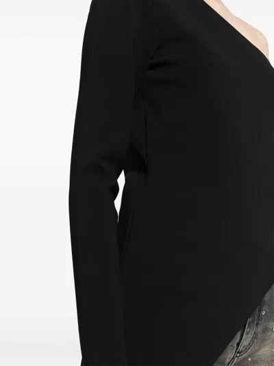 Alexander Wang Black Asymmetric Long-sleeve Top