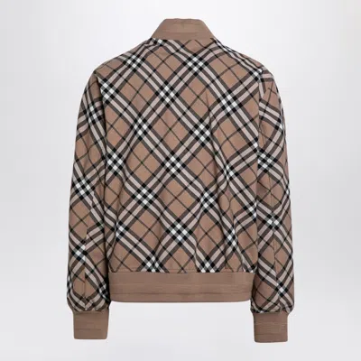 Burberry Check Print Wool Blend Harrington Jacket