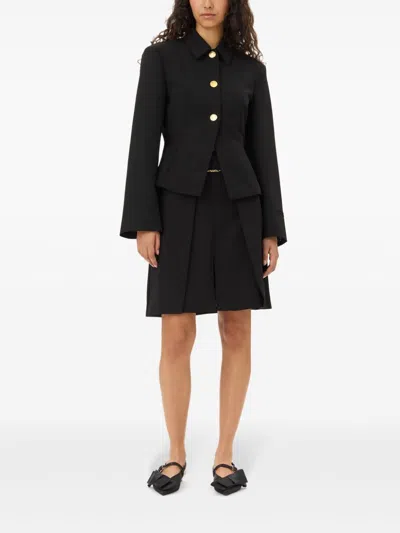 Ganni Technical Twill Blazer For In Black